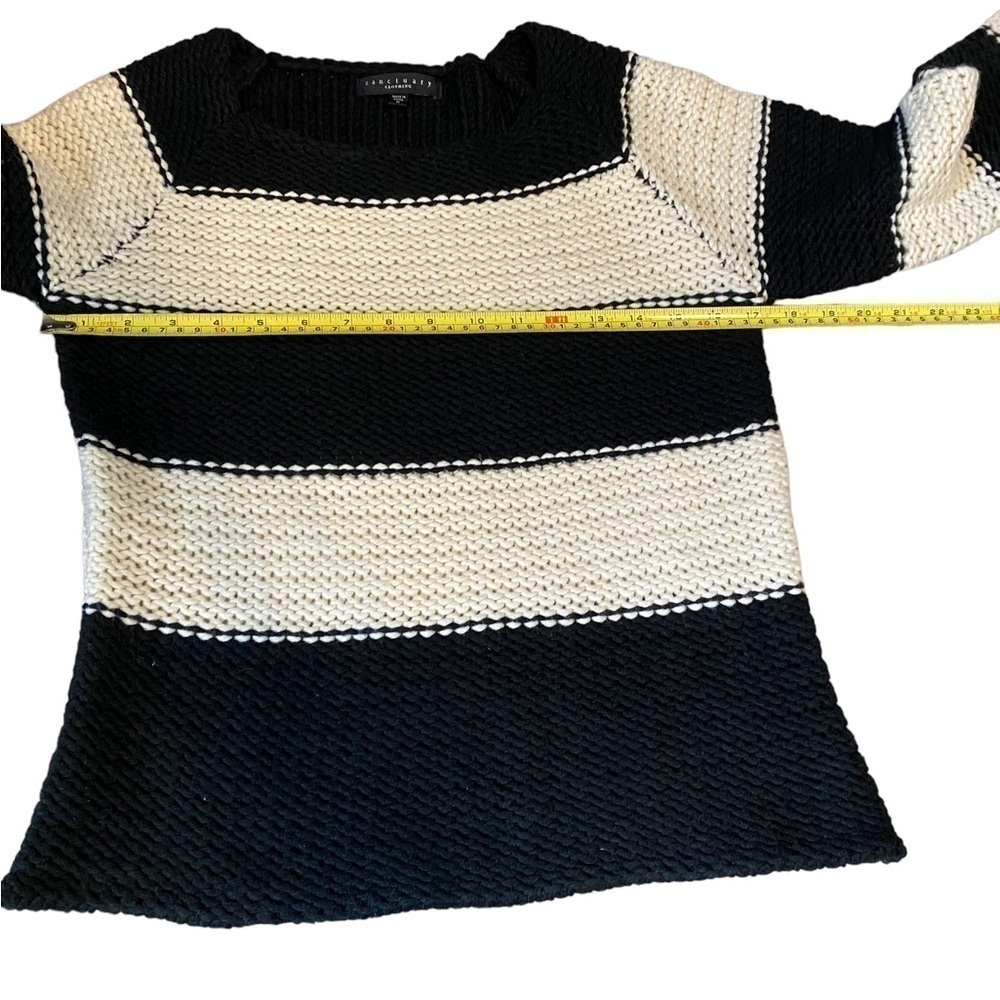 SANCTUARY Sweater Black and White Striped Size Small Sweater 3/4 Sleeves - Picture 5 of 6